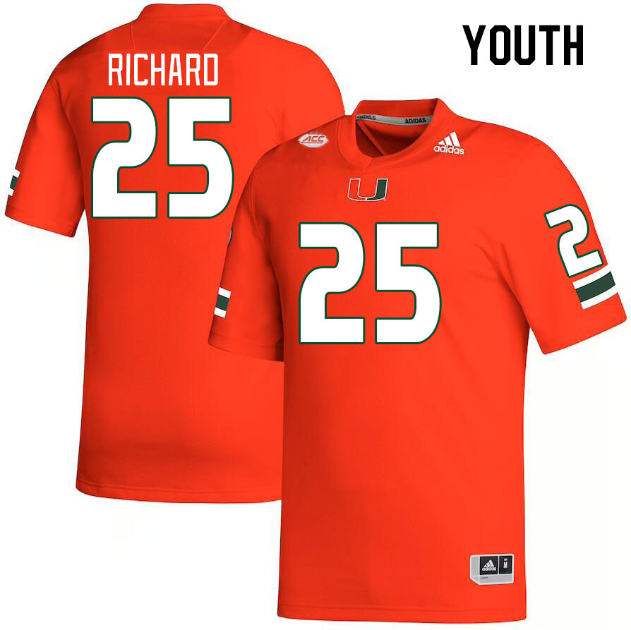 Youth #25 Jadais Richard Miami Hurricanes College Football Jerseys Stitched Sale-Orange - Click Image to Close